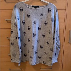 Skull Cashmere Grey Long Sleeve Sweater